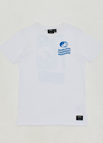 Белая футболка basic,белый с принтом синий, Wesc