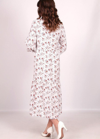 Белое кэжуал платье женское 073 цветы капучино софт белое Актуаль