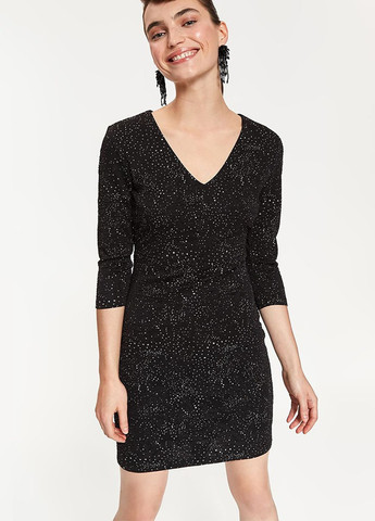Чорна вечірня сукня жіноча чорна в стилі армпір Let's Shop однотонна