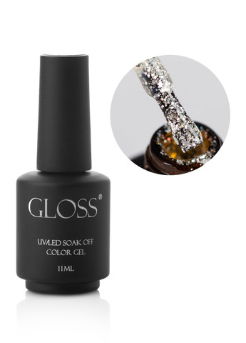 Гель-лак GLOSS 411 (серебристый, голографический микроблеск и блестки), 11 мл Gloss Company кристал (269119903)
