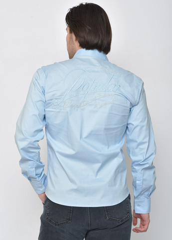 Сорочка чоловіча блакитного кольору з написом Let's Shop (259421372)