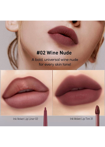 Матовий олівець для губ INK VELVET LIP LINE відтінок #002 Wine Nude Peripera (269804255)