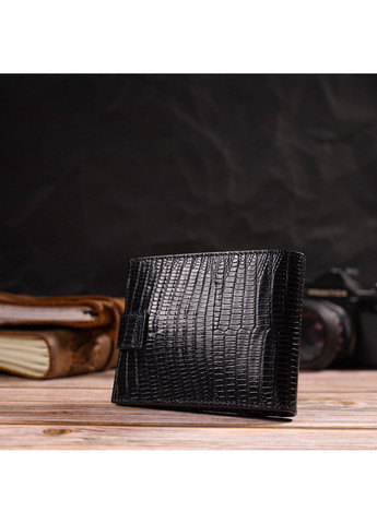 Цікавий чоловічий гаманець із натуральної фактурної шкіри 21789 Чорний Canpellini (259873962)