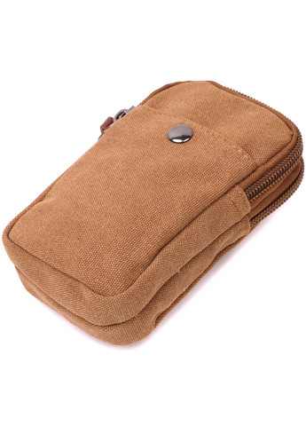 Добротна сумка-чохол на пояс із металевим карабіном із текстилю 22225 Коричневий Vintage (267932161)