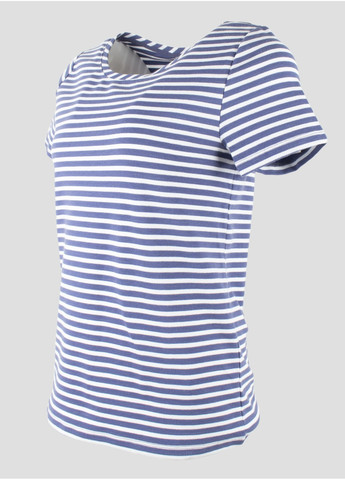 Синяя летняя женская футболка в бело-синюю полоску tough chic Street One