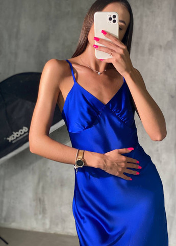 Світло-синя повсякденний сукня з відкритою спиною, з відкритими плечима Garna однотонна