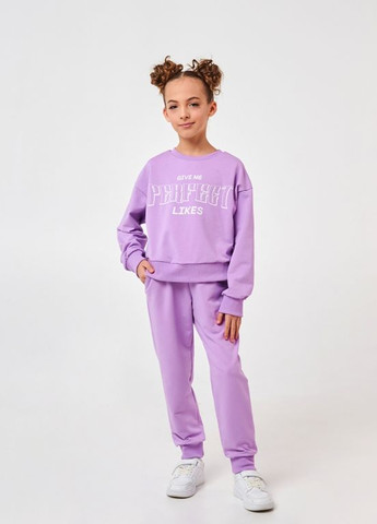Лиловый детский костюм (свитшот+брюки) | 95% хлопок | демисезон | 122, 128, 134, 140 | удобный и стильный лиловый Smil