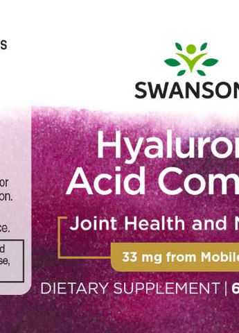 Hyaluronic Acid Complex 33 mg 60 Caps Swanson (256725812)
