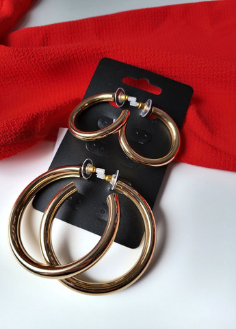 Серьги женские кольца набор 2 пары Золотистые No Brand (266915556)