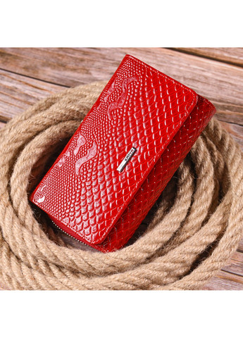 Яркое женское портмоне из лакированной фактурной кожи 21428 Красный Karya (258286357)