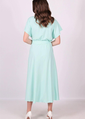 Світло-бірюзова кежуал сукня подовжена жіноча 386 однотонний софт блакитна Актуаль