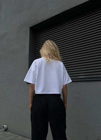 Белая летняя трендовая женская базовая футболка с коротким рукавом No Brand