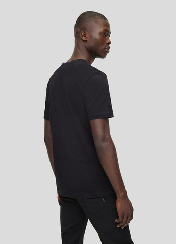 Черная футболка мужская Hugo Boss RELAXED-FIT T-SHIRT IN COTTON JERSEY WITH LOGO PATCH