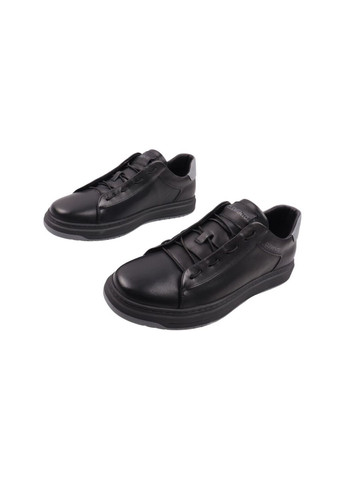 Чорні кеди чоловічі чорні натуральна шкіра Clemento 46-23DTS