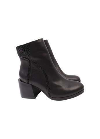 Чорні черевики жіночі з натуральної шкіри, на великому каблуці, колір чорний, україна Angels 107-21DH