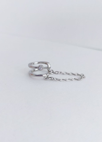 Кафа сережка на вухо без проколу з камінцем (1 шт) MK1260 срібний DeKolie (262087503)