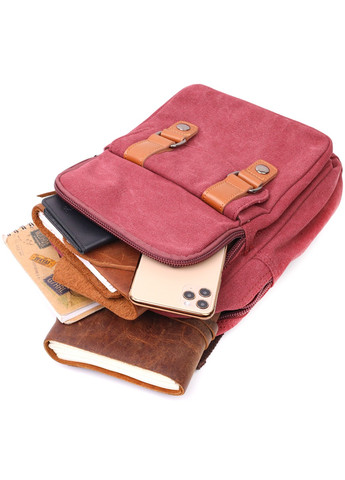 Надійна сумка-рюкзак з двома відділеннями із щільного текстилю 22164 Бордовий Vintage (267932175)