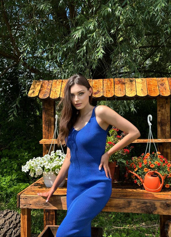 Синя жіночий сарафан міді колір електрик р.42/46 438113 New Trend