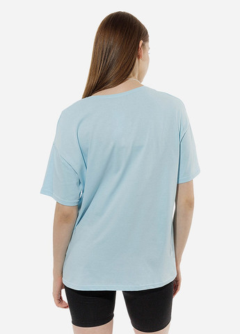 Голубая летняя женская футболка оверсайз цвет голубой цб-00219239 Yuki