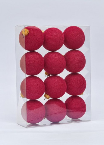 Набір ялинкових іграшок з нитяних кульок 6,5 см, 12 шт Виногранний Cotton Ball Lights (257986239)