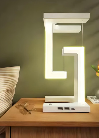 Настільна лампа світильник нічник світлодіодна з 2 USB бездротовою зарядкою 24.8х12 см (476009-Prob) Біла Unbranded (275456646)