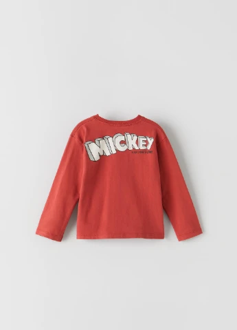 Лонгслів,червоний з принтом, Zara Kids (257698832)