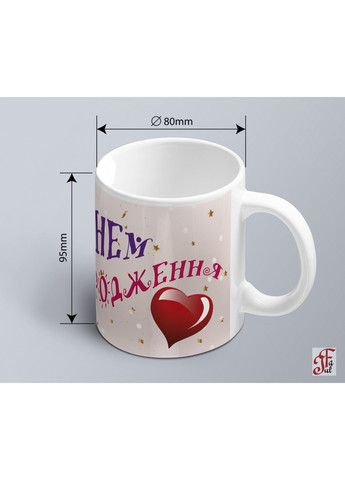 Чашка з принтом до дня народження з кульками та сердечком на рожевому тлі (02010115019) ЗаСвіт (261333136)