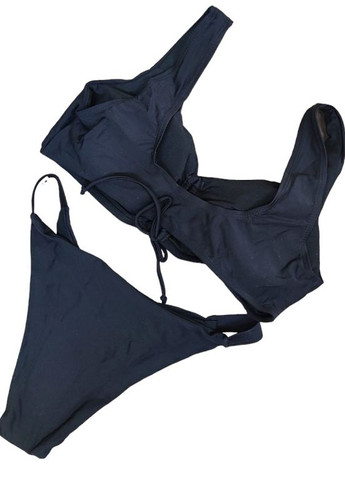 Черный летний купальник со шнурком на лифе женский раздельный стильный красивый раздельный No Brand 6309