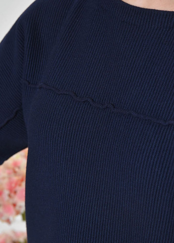 Темно-синий демисезонный свитер женский с коротким рукавом темно-синего цвета размер 46 пуловер Let's Shop