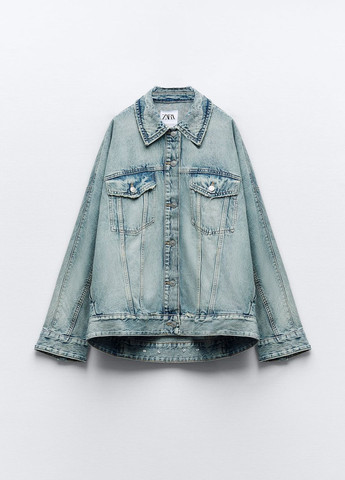 Голубая летняя джинсова куртка trf оверсайз Zara