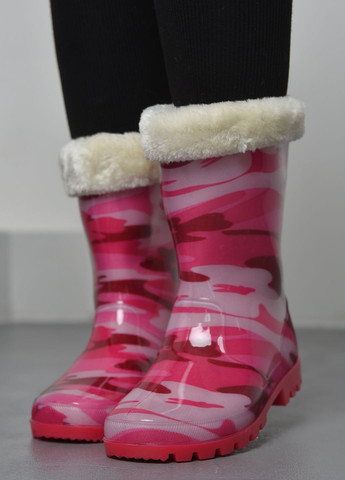 Осенние сапоги резиновые для девочки розового цвета со сьемным утеплителем Let's Shop