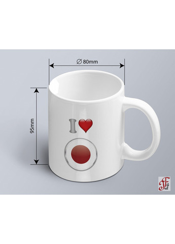 Чашка з принтом я люблю Японію з зображенням прапору Японія (02010109009) ЗаСвіт (261333050)