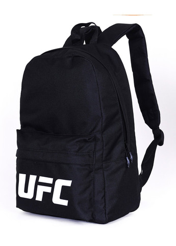Стильний однотонний чорний чоловічий рюкзак з білим великим написом на передній кишені UFC місткий No Brand (258653598)
