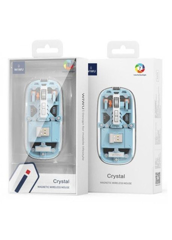 Бездротова миша Crystal Wireless з акумулятором та Bluetooth (Type-C, USB 2.4 ГГц, комп'ютерна) - Блакитна WIWU wm105 (264660589)