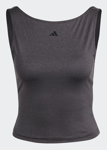 Черная всесезон кроп-топ для йоги adidas
