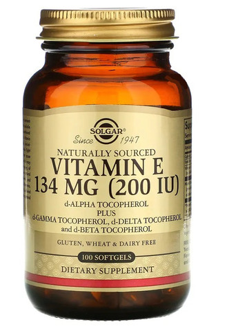 Vitamin E 200 IU 134 mg 100 Softgels Solgar (257252286)