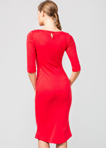Алое деловое, повседневный красное платье-футляр футляр Nai Lu-na by Anastasiia Ivanova однотонное