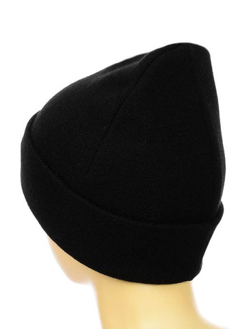 Женская вязаная шапка-бини с отворотом черная STD loreen (271837723)