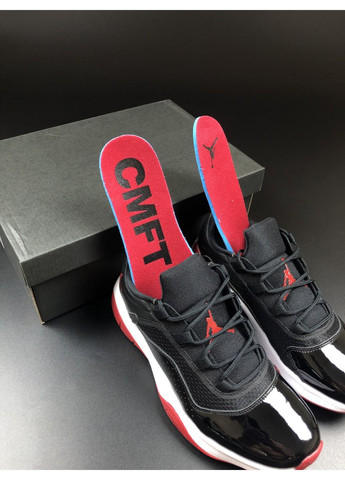 Черные демисезонные мужские кроссовки черные с белым\красным «no name» Nike Air Jordan 11 cmft