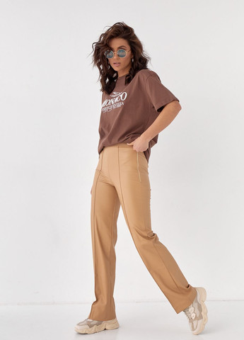 Светло-коричневые классические демисезонные брюки No Brand