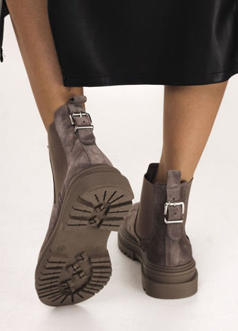 Осенние ботинки на платформе визон замша Guero из натуральной замши
