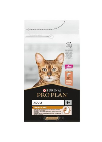Pro Plan DERMA CARE Adult с лососем. Сухой полнорационный корм для взрослых кошек с чувствительной кожей, 10 кг Purina (275924847)
