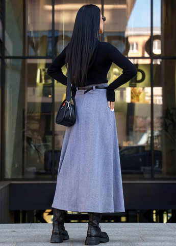 Тепла міді-спідниця сірого кольору Jadone Fashion спідниця (265212349)