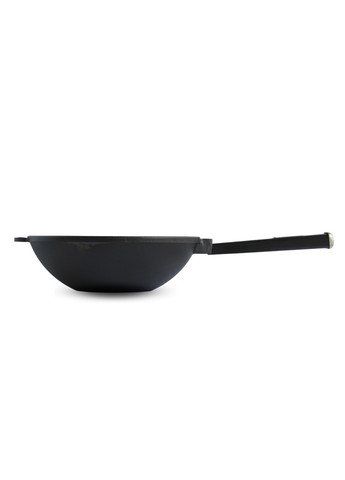 Сковорода чугунная с деревянной ручкой Black и стеклянной крышкой WOK 2,8 л Brizoll (276390198)