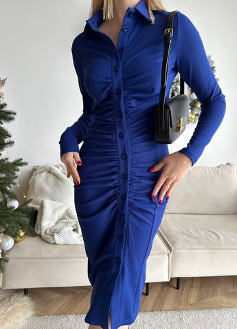 Синее женское платье креп-дайвинг No Brand