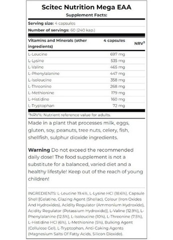 Mega EAA 240 Caps Scitec Nutrition (259967100)