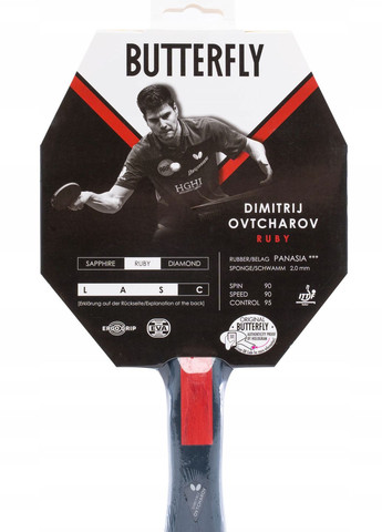Ракетка для настільного тенісу Ovtcharov Ruby 85227 Butterfly (262087493)
