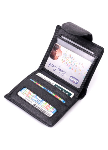 Надійний гаманець для жінок вертикального типу із натуральної шкіри 22451 Чорний st leather (278001061)