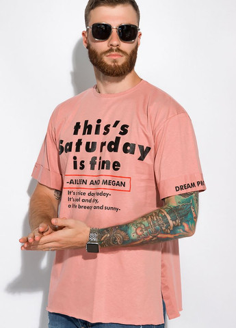 Бесцветная футболка с надписями (бледно-коралловый) Time of Style