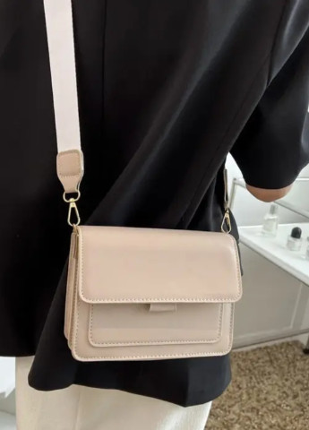 Женская классическая сумка через плечо кросс-боди бежевая No Brand (257007439)